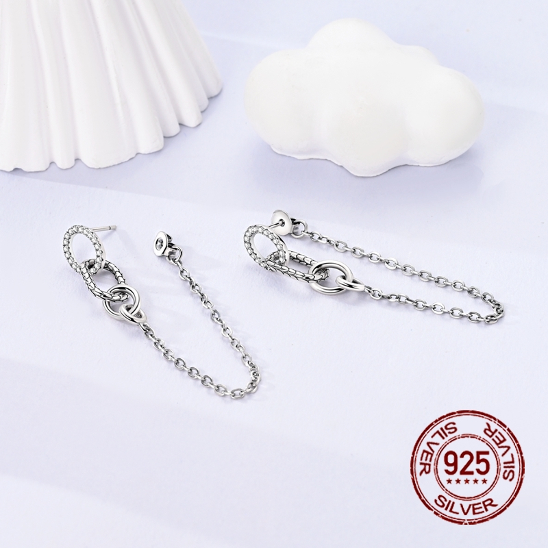 Women's 925 Silver Geometric Snake Bone Texture Stud Earrings